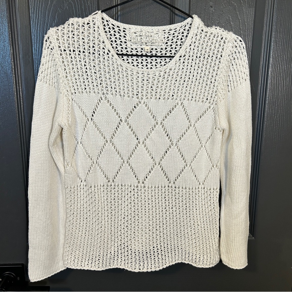 Pink Martini White Diamond Knit Sweater